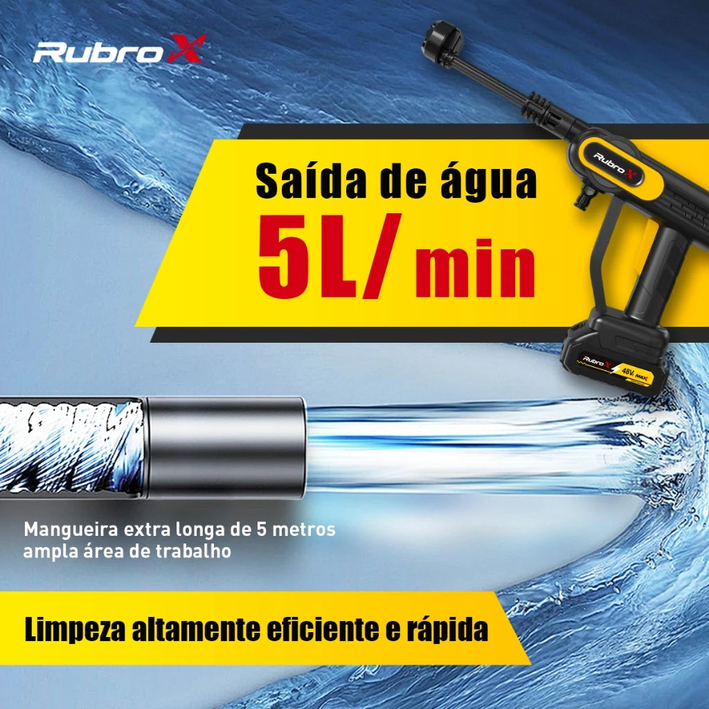 Rubrox High Pressure Washer RubroX Wireless-2 Batteries, 6 in 1 Nob Ideal for Car and Garden