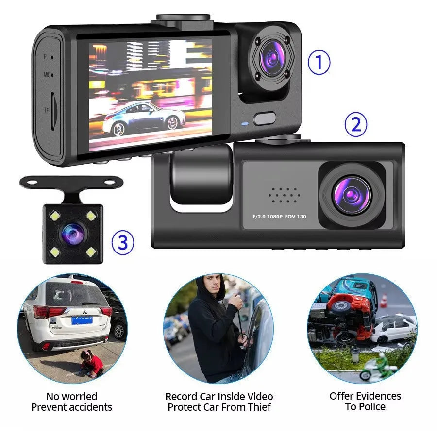 Dual 1080P Front And Rear Car Camera, Wi-Fi, HD Recording For Security