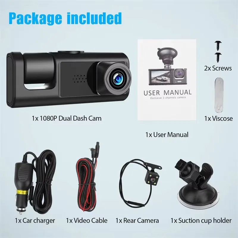 Dual 1080P Front And Rear Car Camera, Wi-Fi, HD Recording For Security