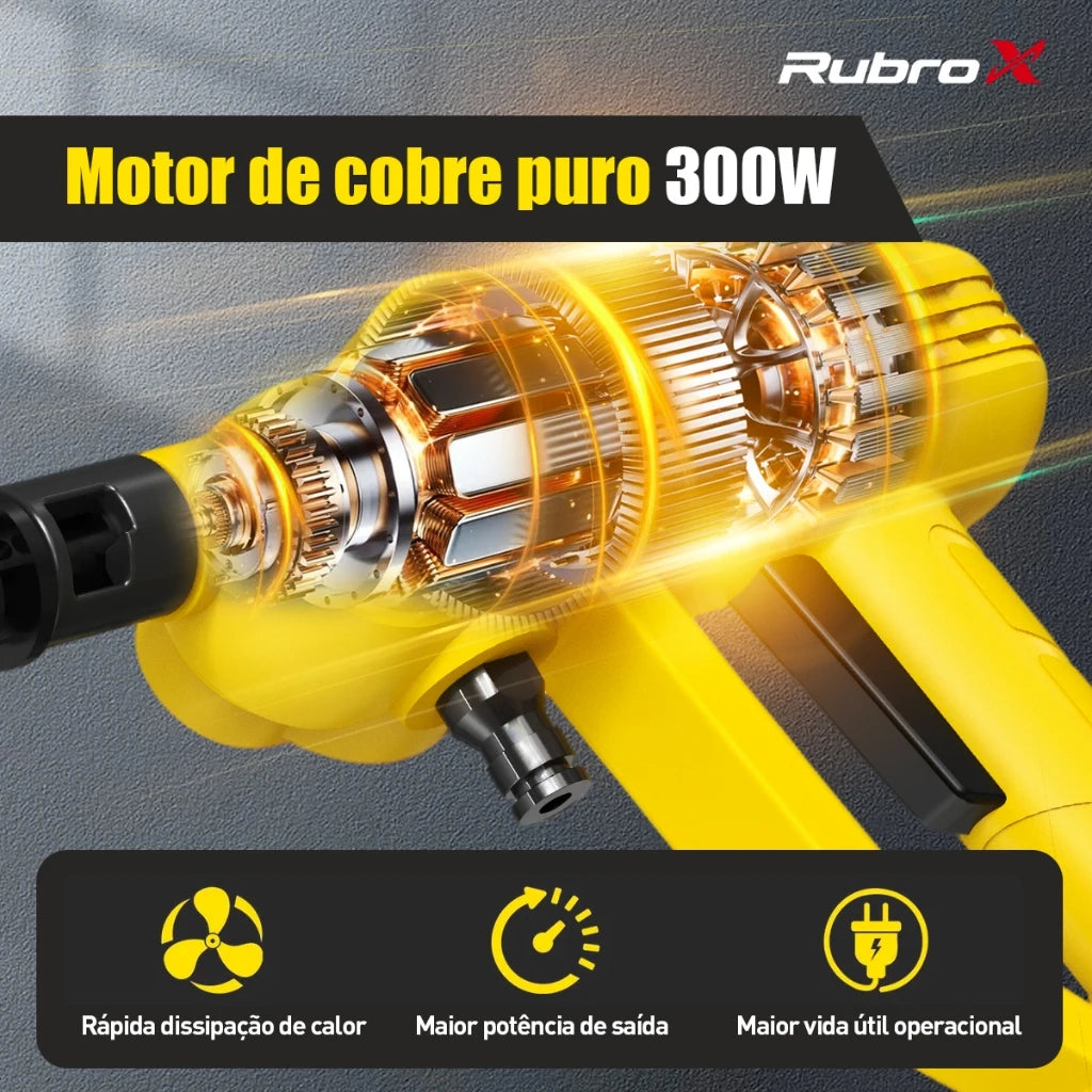 Rubrox High Pressure Washer RubroX Wireless-2 Batteries, 6 in 1 Nob Ideal for Car and Garden