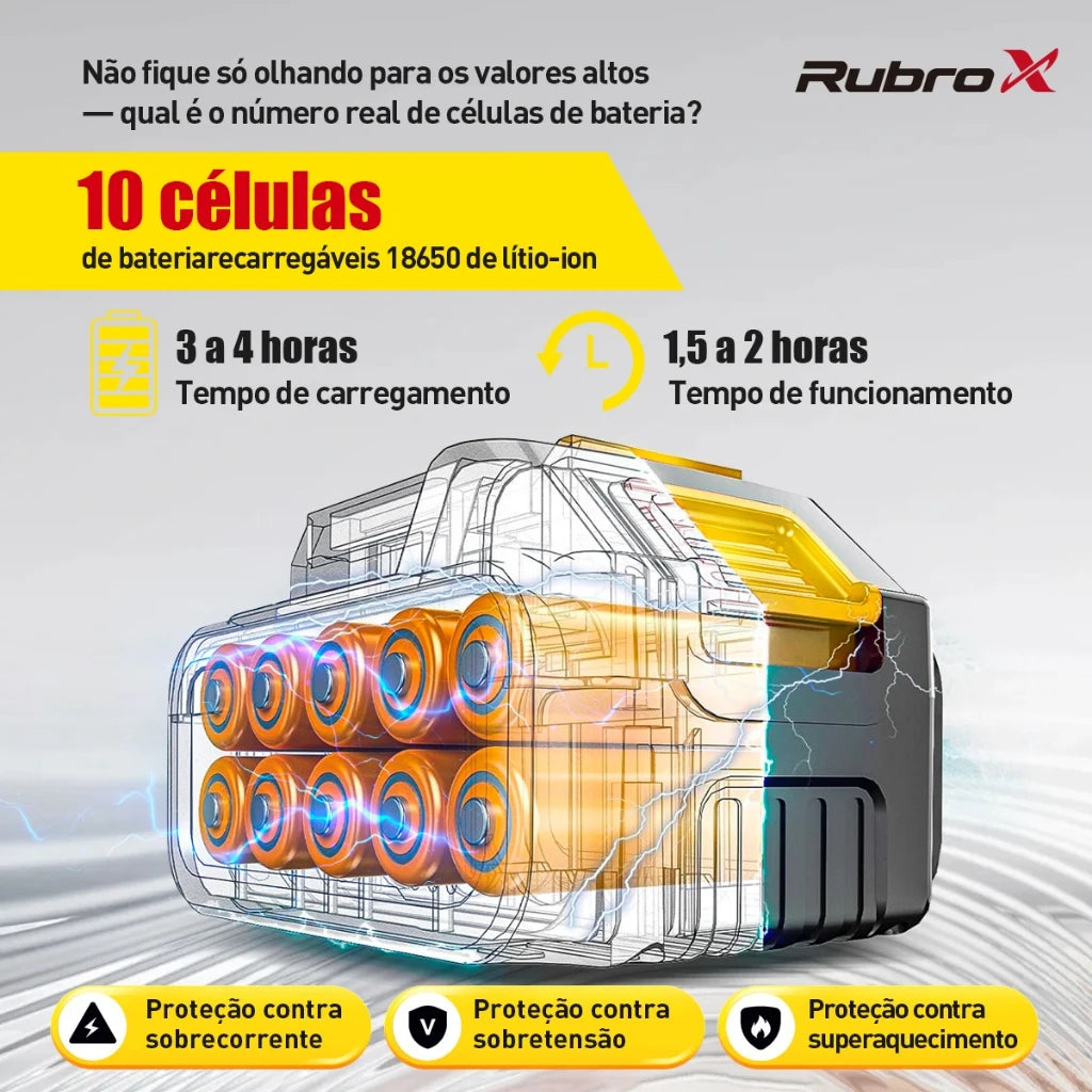 Rubrox High Pressure Washer RubroX Wireless-2 Batteries, 6 in 1 Nob Ideal for Car and Garden