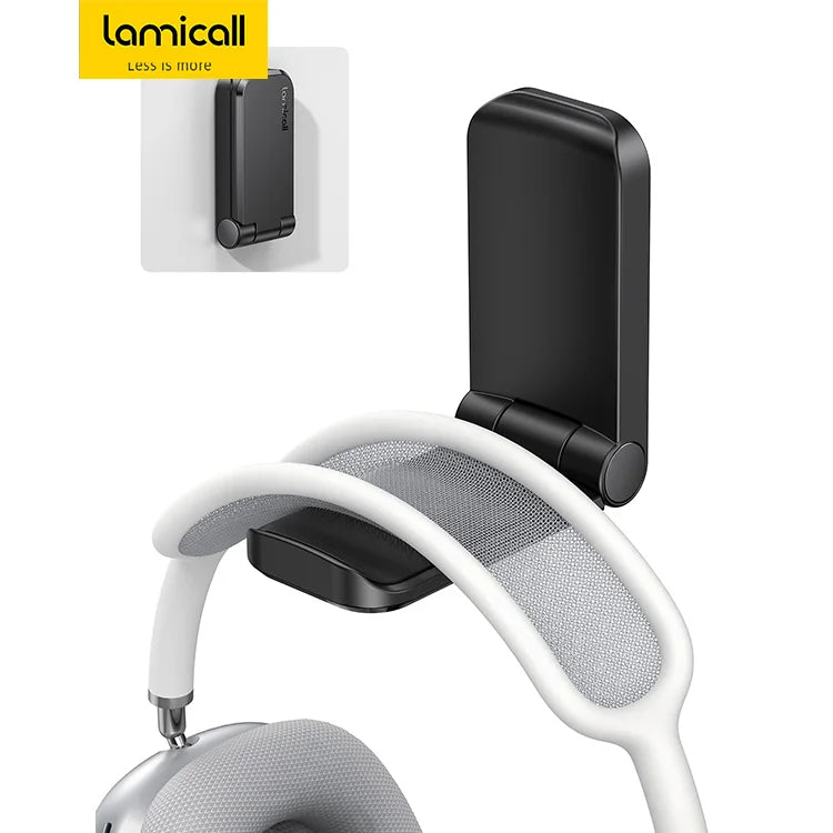 Lamicall DH02 Universal Headphone Holder Wall Mount Sticky Headset Hanger Hook No Drill Adhesive Earphone Stand for Gaming PC