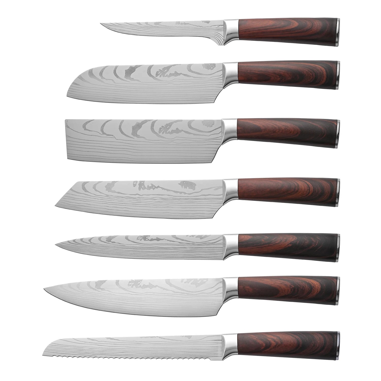 Durable 7 Pieces Japanese Kitchen Knife Set Stainless Steel Professional Chef Santoku Knife Set