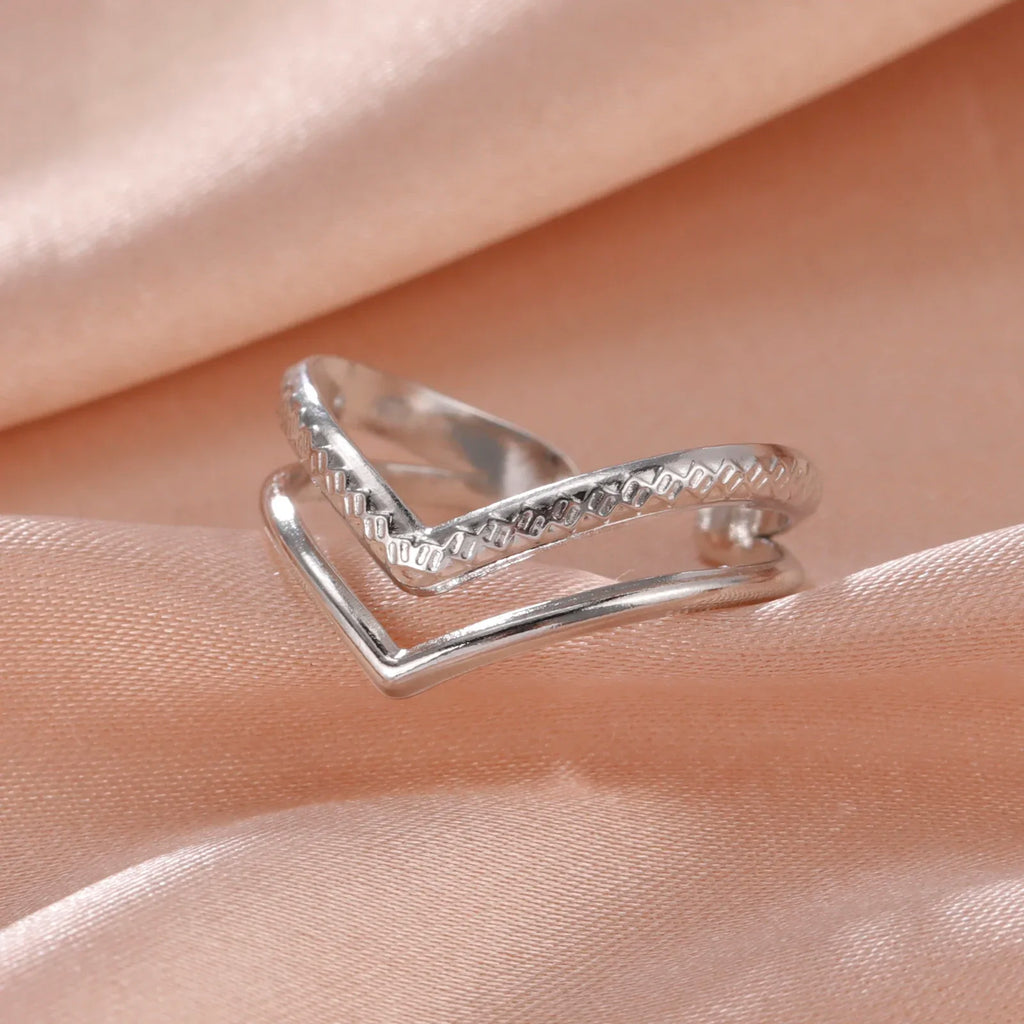 Stainless Steel Open Rings Women Geometric Heart Wheat Ears Adjustable Finger Ring Fashion Jewelry Birthday Gift Wholesale