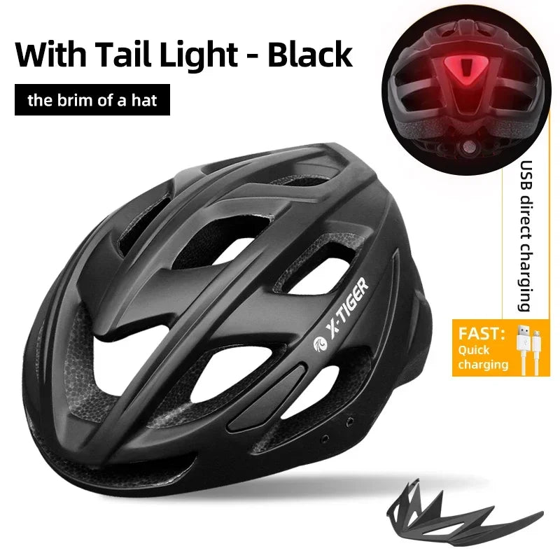 X-TIGER Adult Bicycle Helmet Breathable Lightweight Unisex Road Mountain Cycling Helmet with LED Taillight and Adjustable Straps