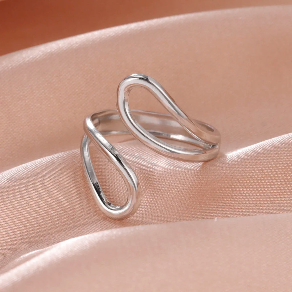 Stainless Steel Open Rings Women Geometric Heart Wheat Ears Adjustable Finger Ring Fashion Jewelry Birthday Gift Wholesale