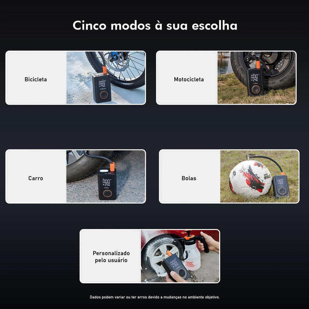 60W Wireless Portable Inflation Pump Battery 1800mAh * 2.5 Modes (Car/Bicycle/Motorcycle), LED Auto Shutdown, Type-C