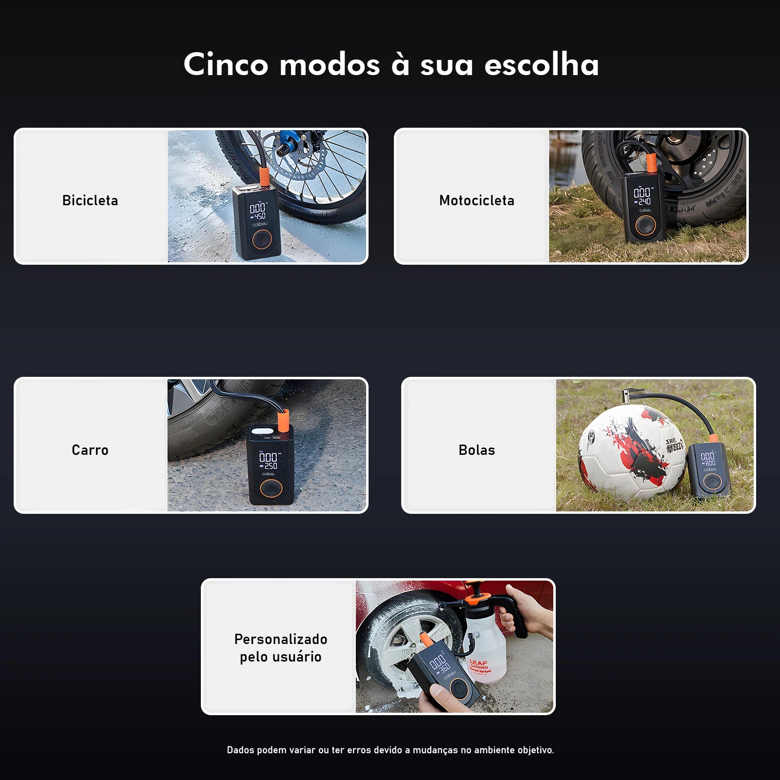 60W Wireless Portable Inflation Pump Battery 1800mAh * 2.5 Modes (Car/Bicycle/Motorcycle), LED Auto Shutdown, Type-C
