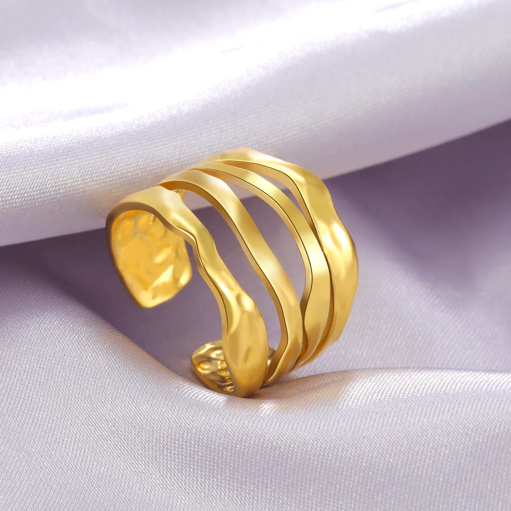 Stainless Steel Open Rings Women Geometric Heart Wheat Ears Adjustable Finger Ring Fashion Jewelry Birthday Gift Wholesale