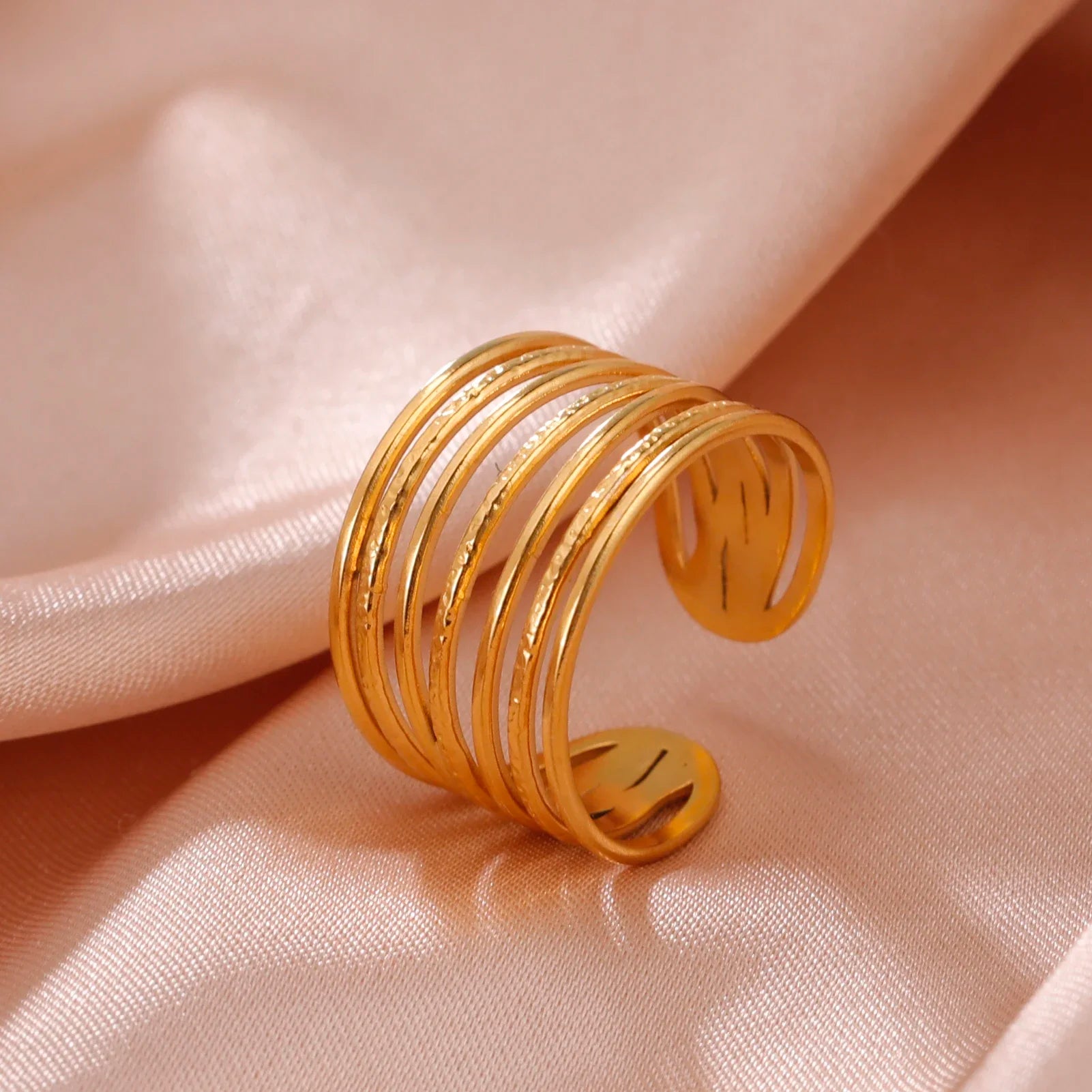 Stainless Steel Open Rings Women Geometric Heart Wheat Ears Adjustable Finger Ring Fashion Jewelry Birthday Gift Wholesale