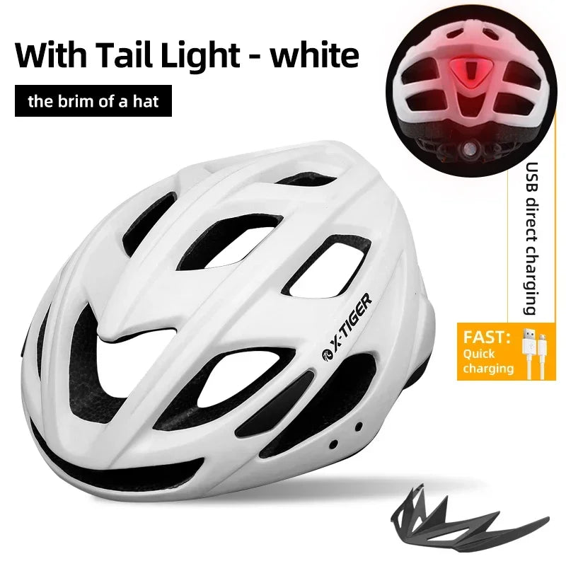 X-TIGER Adult Bicycle Helmet Breathable Lightweight Unisex Road Mountain Cycling Helmet with LED Taillight and Adjustable Straps