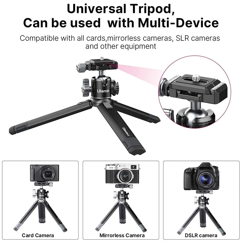 Ulanzi MT-24 Vlog Lite Metal Tripod With Ballhead Extendable 1/4'' Tripod Monopod Cold Shoe Arca Quick Swiss 2.5KG Max Load