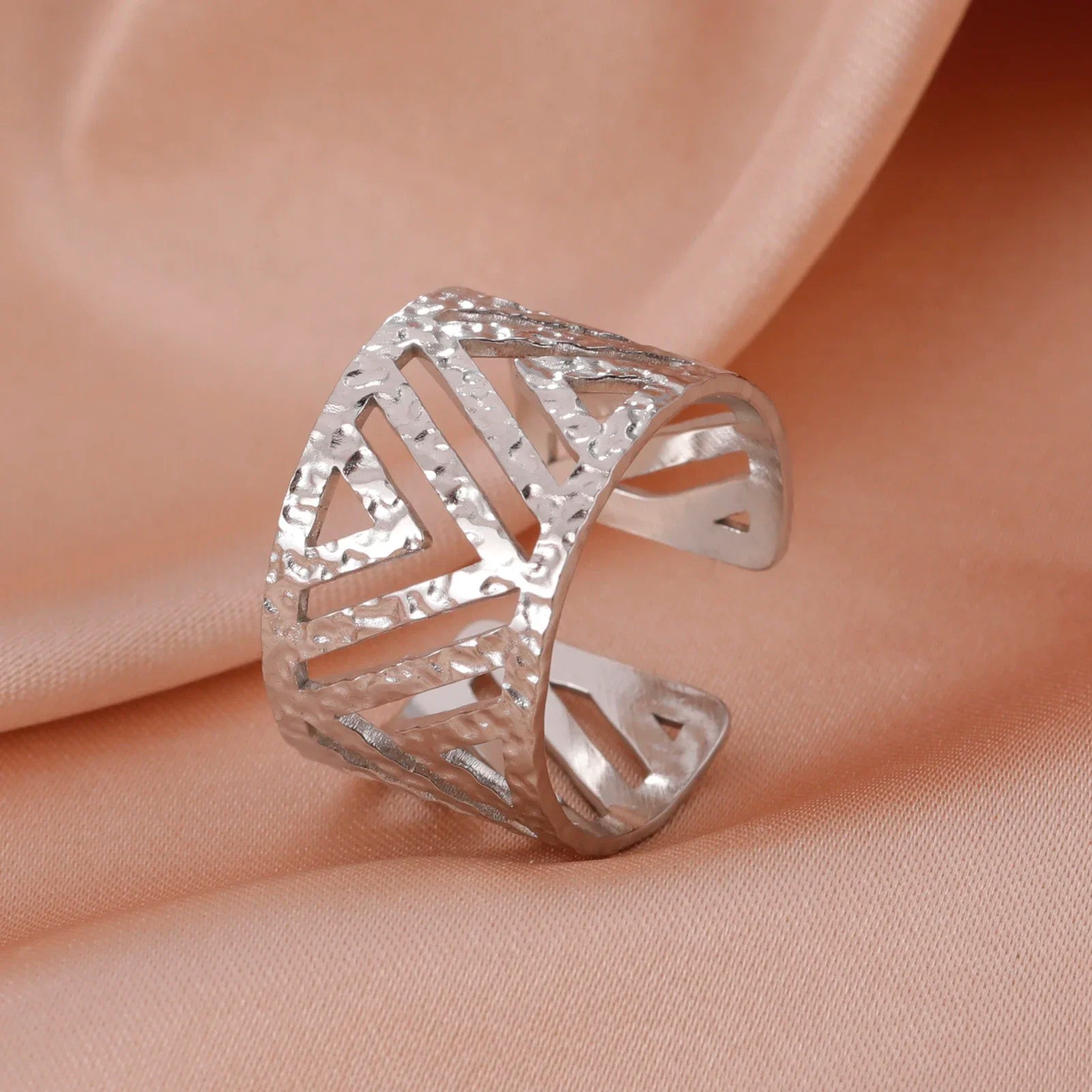 Stainless Steel Open Rings Women Geometric Heart Wheat Ears Adjustable Finger Ring Fashion Jewelry Birthday Gift Wholesale