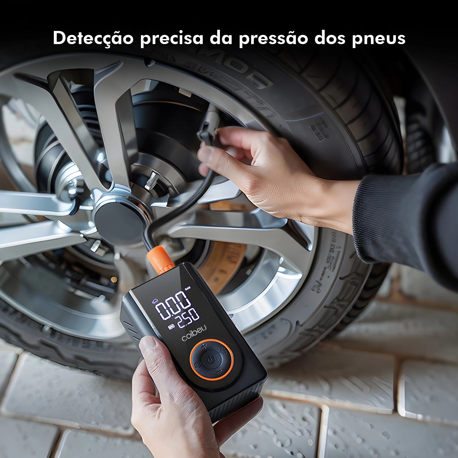 60W Wireless Portable Inflation Pump Battery 1800mAh * 2.5 Modes (Car/Bicycle/Motorcycle), LED Auto Shutdown, Type-C