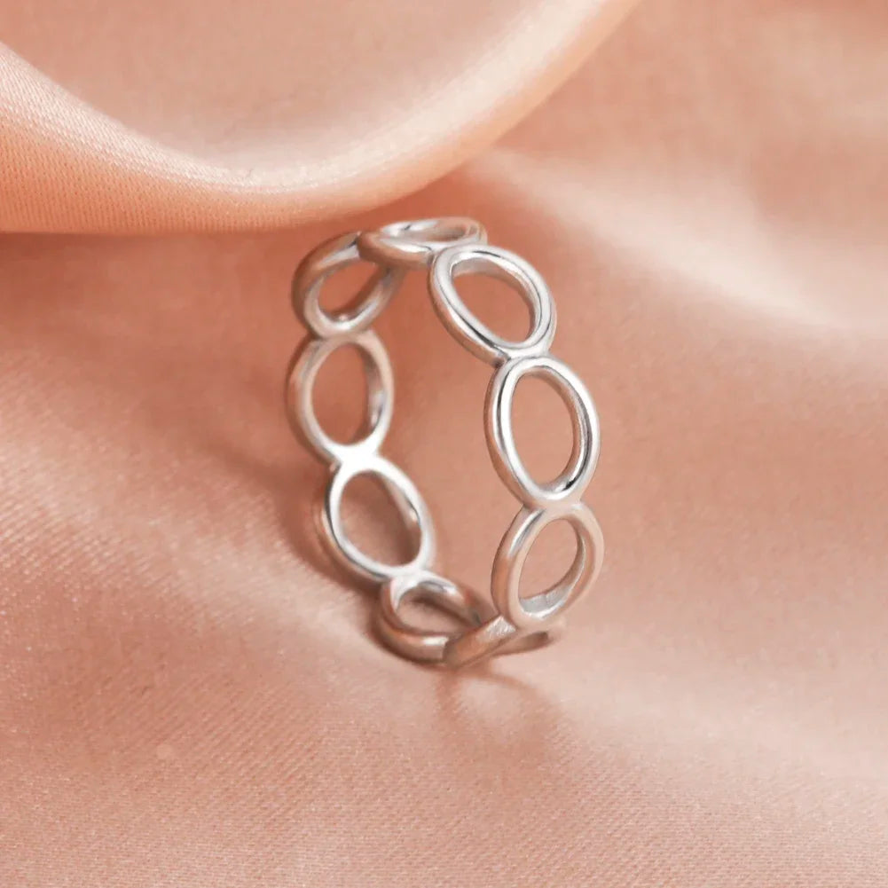 Stainless Steel Open Rings Women Geometric Heart Wheat Ears Adjustable Finger Ring Fashion Jewelry Birthday Gift Wholesale