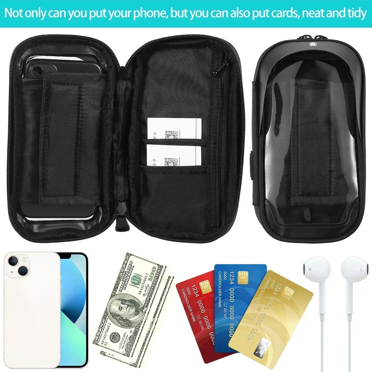 Bicycle Motorcycle Universal Mobile Phone Holder Mount GPS Waterproof Navigation Stand Card Pack for Smartphones Bike Bracket