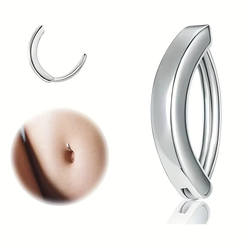 316l Surgical Steel  Navel Piercing Simple Belly Button Ring For Women Girl Reverse Curved Glossy Snap Belly Piercing