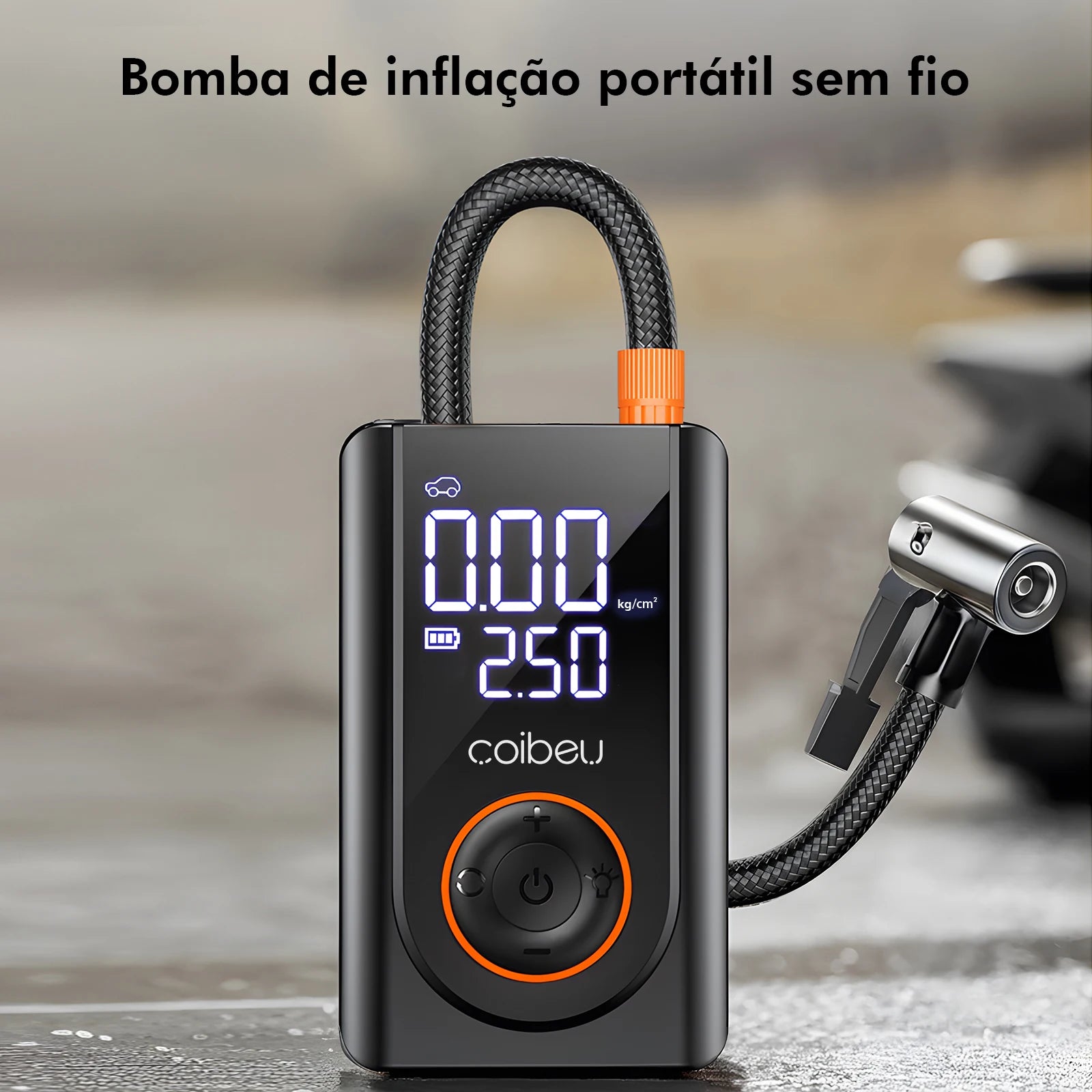 60W Wireless Portable Inflation Pump Battery 1800mAh * 2.5 Modes (Car/Bicycle/Motorcycle), LED Auto Shutdown, Type-C