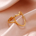 Stainless Steel Open Rings Women Geometric Heart Wheat Ears Adjustable Finger Ring Fashion Jewelry Birthday Gift Wholesale
