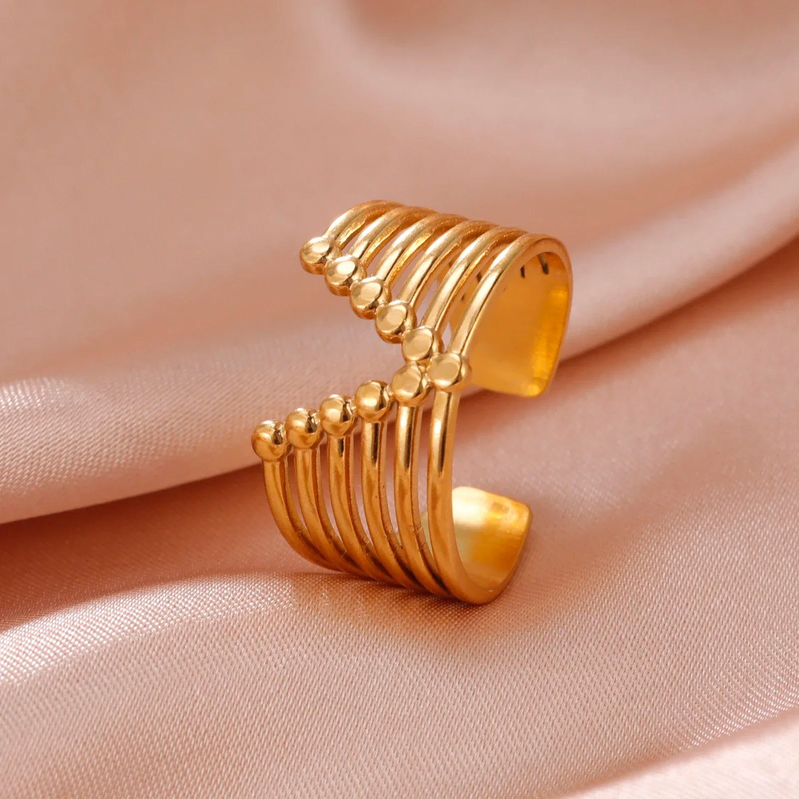 Stainless Steel Open Rings Women Geometric Heart Wheat Ears Adjustable Finger Ring Fashion Jewelry Birthday Gift Wholesale