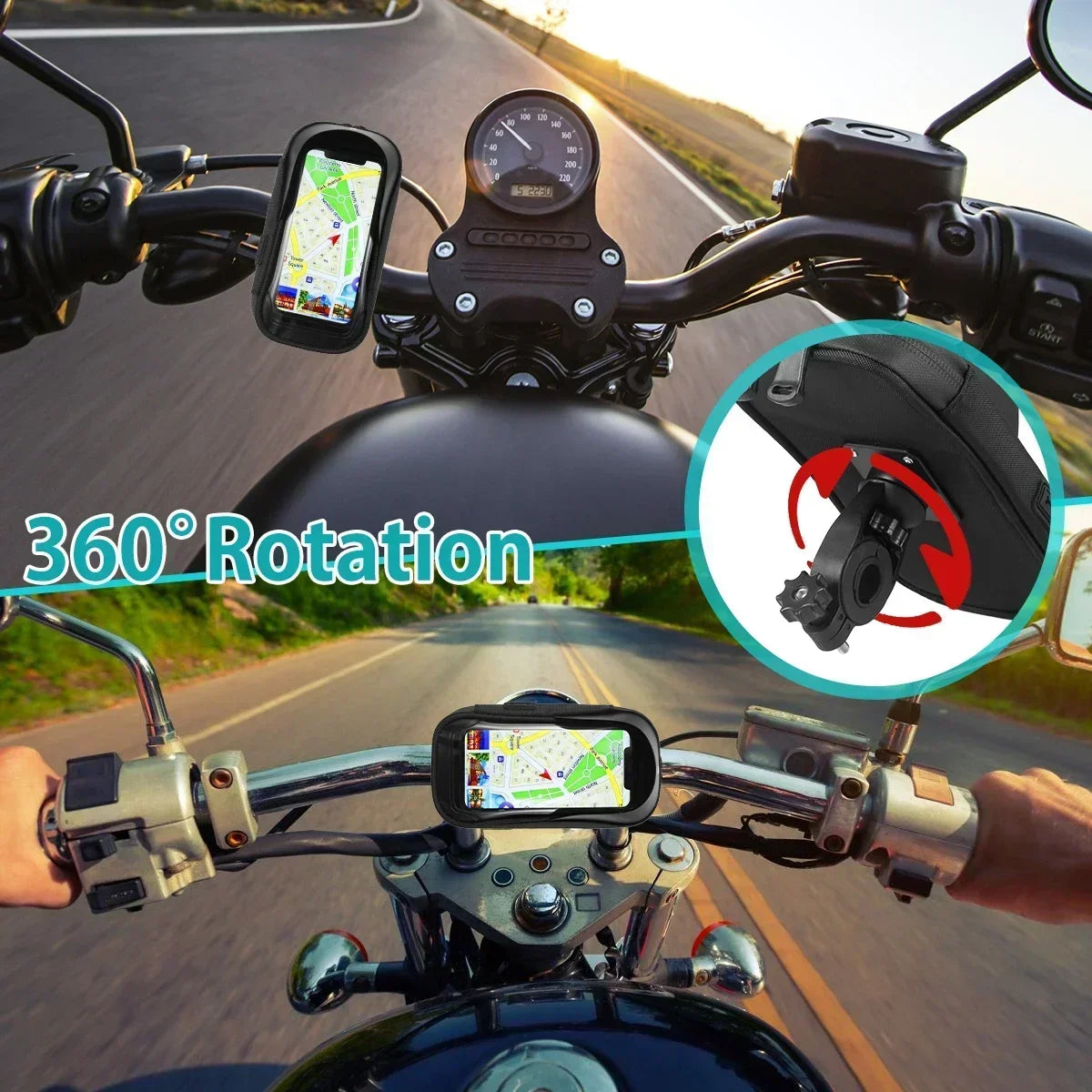 Bicycle Motorcycle Universal Mobile Phone Holder Mount GPS Waterproof Navigation Stand Card Pack for Smartphones Bike Bracket