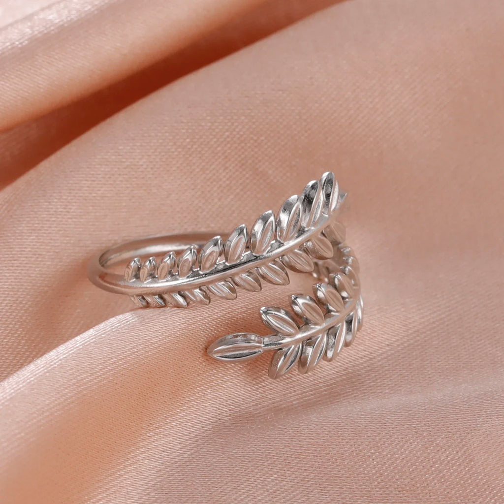 Stainless Steel Open Rings Women Geometric Heart Wheat Ears Adjustable Finger Ring Fashion Jewelry Birthday Gift Wholesale