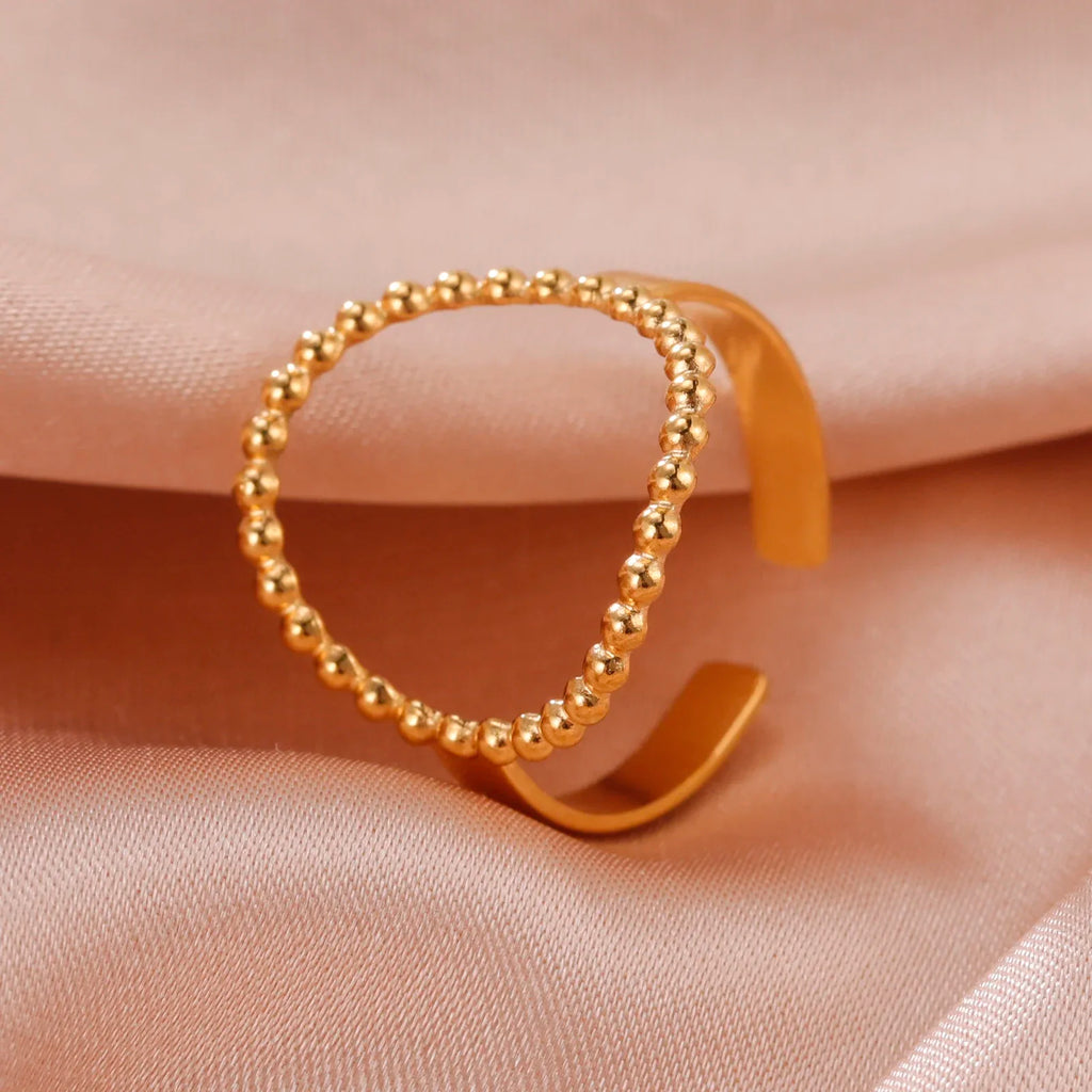 Stainless Steel Open Rings Women Geometric Heart Wheat Ears Adjustable Finger Ring Fashion Jewelry Birthday Gift Wholesale