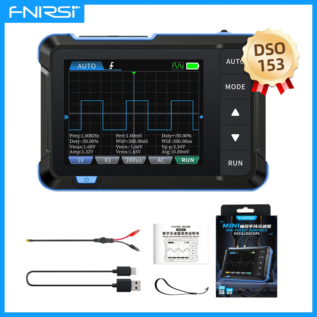 FNIRSI DSO-152 DSO-153 DSO510 Handheld Digital Oscilloscope 200KHz/1MHz/10MHz Bandwidth