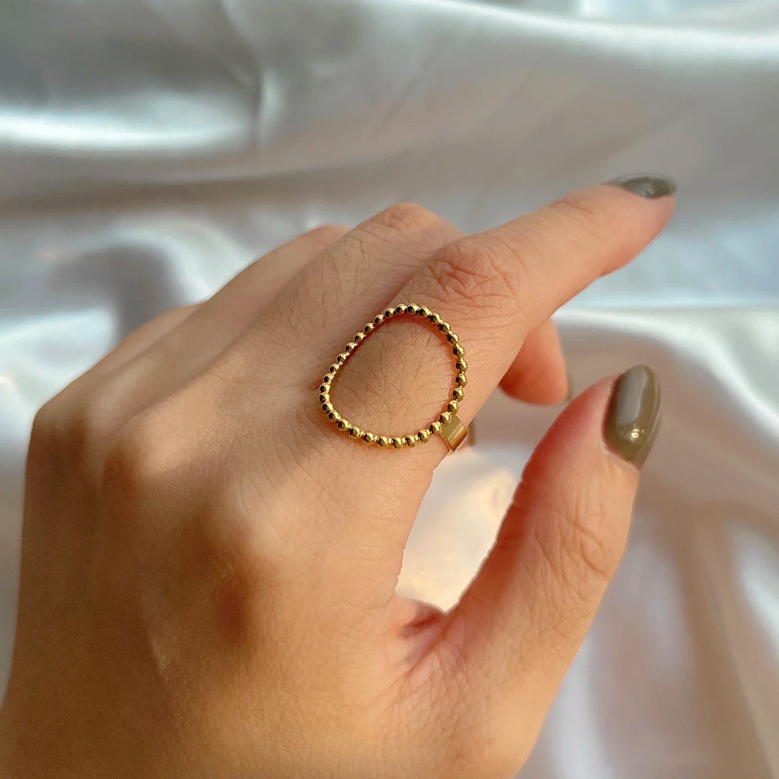 Stainless Steel Open Rings Women Geometric Heart Wheat Ears Adjustable Finger Ring Fashion Jewelry Birthday Gift Wholesale