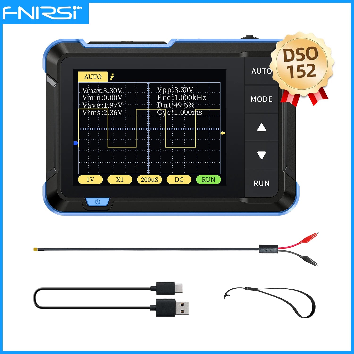 FNIRSI DSO-152 DSO-153 DSO510 Handheld Digital Oscilloscope 200KHz/1MHz/10MHz Bandwidth