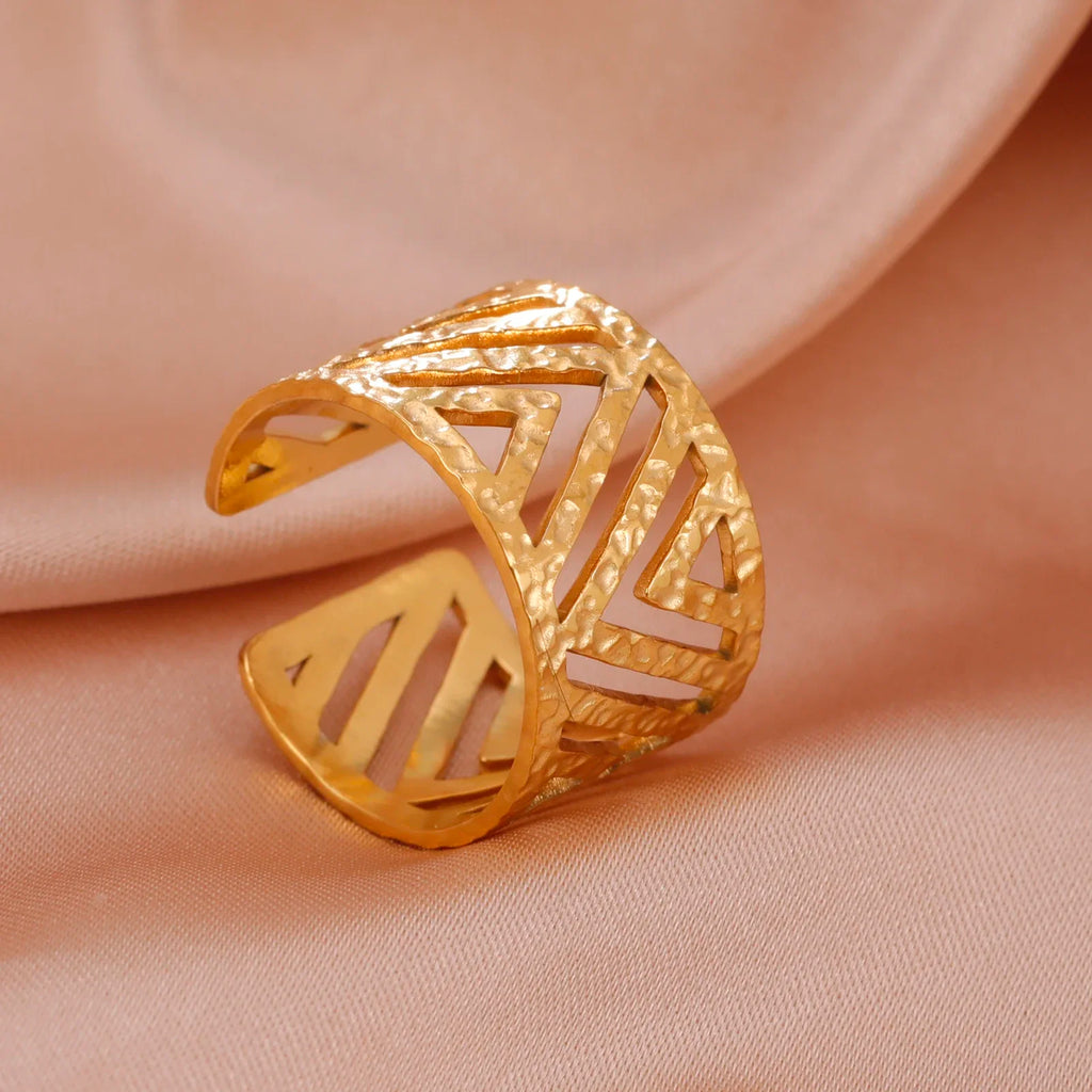 Stainless Steel Open Rings Women Geometric Heart Wheat Ears Adjustable Finger Ring Fashion Jewelry Birthday Gift Wholesale