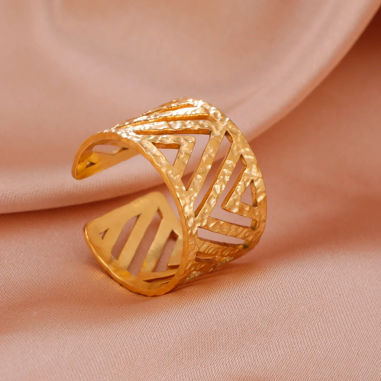 Stainless Steel Open Rings Women Geometric Heart Wheat Ears Adjustable Finger Ring Fashion Jewelry Birthday Gift Wholesale
