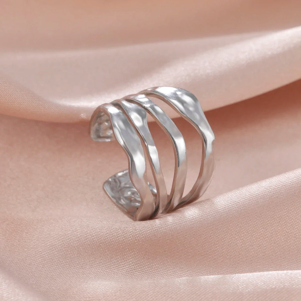 Stainless Steel Open Rings Women Geometric Heart Wheat Ears Adjustable Finger Ring Fashion Jewelry Birthday Gift Wholesale