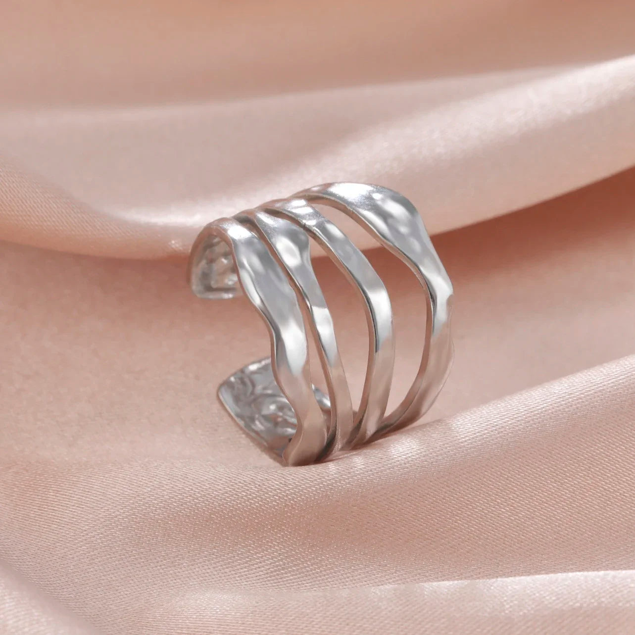 Stainless Steel Open Rings Women Geometric Heart Wheat Ears Adjustable Finger Ring Fashion Jewelry Birthday Gift Wholesale