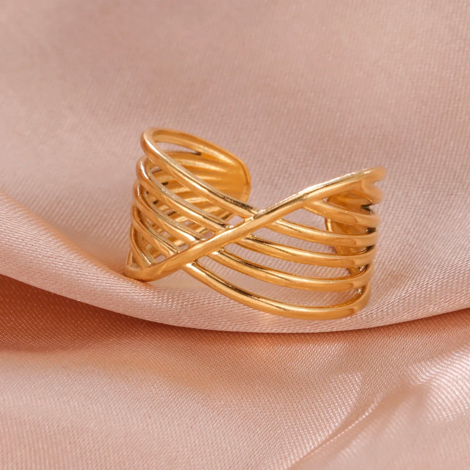 Stainless Steel Open Rings Women Geometric Heart Wheat Ears Adjustable Finger Ring Fashion Jewelry Birthday Gift Wholesale