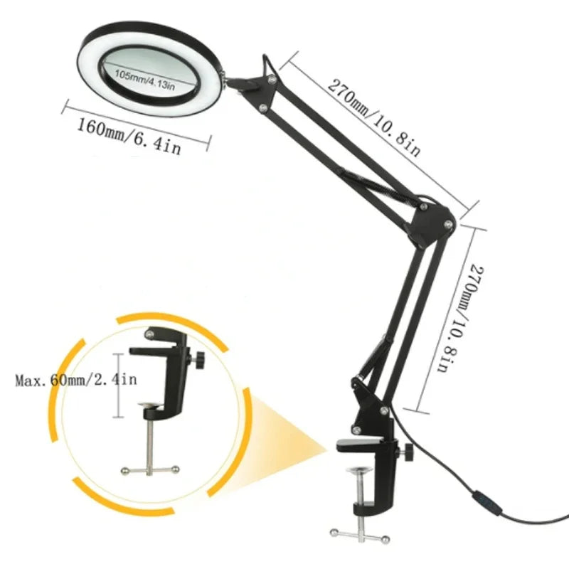 72LED 8X/10X NEW Illuminated Magnifier USB 3 Colors LED Magnifying Glass for Soldering Iron Repair/Table Lamp/Skincare Beauty