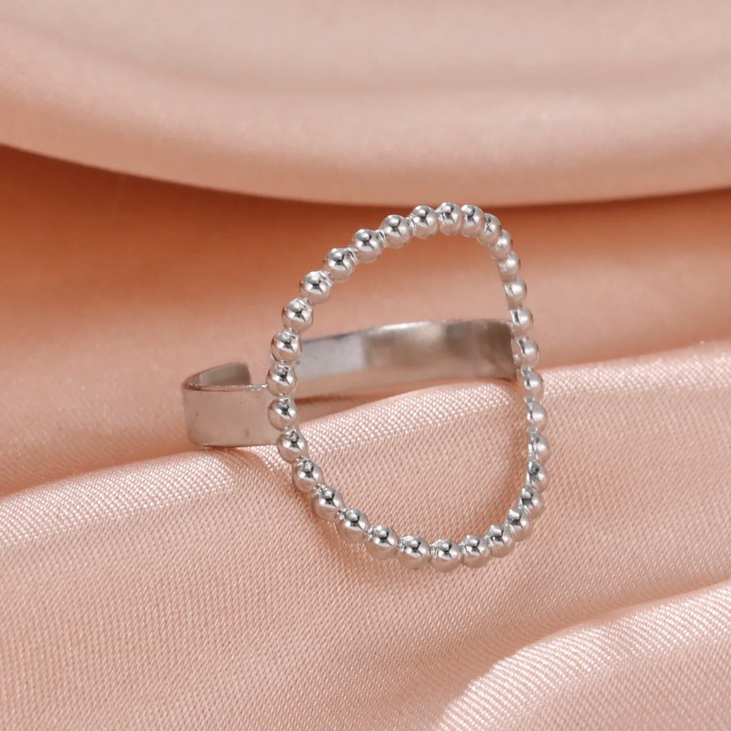 Stainless Steel Open Rings Women Geometric Heart Wheat Ears Adjustable Finger Ring Fashion Jewelry Birthday Gift Wholesale