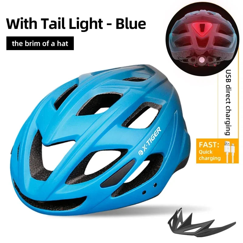 X-TIGER Adult Bicycle Helmet Breathable Lightweight Unisex Road Mountain Cycling Helmet with LED Taillight and Adjustable Straps