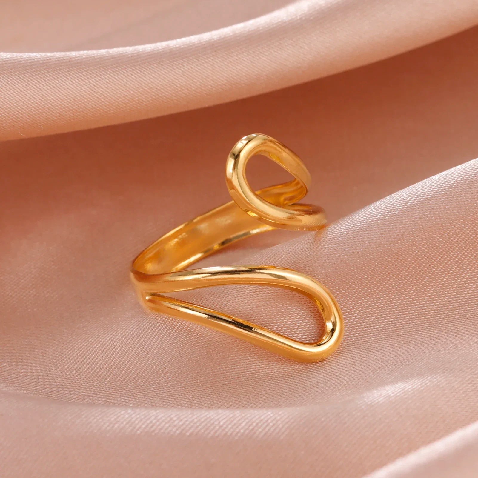 Stainless Steel Open Rings Women Geometric Heart Wheat Ears Adjustable Finger Ring Fashion Jewelry Birthday Gift Wholesale