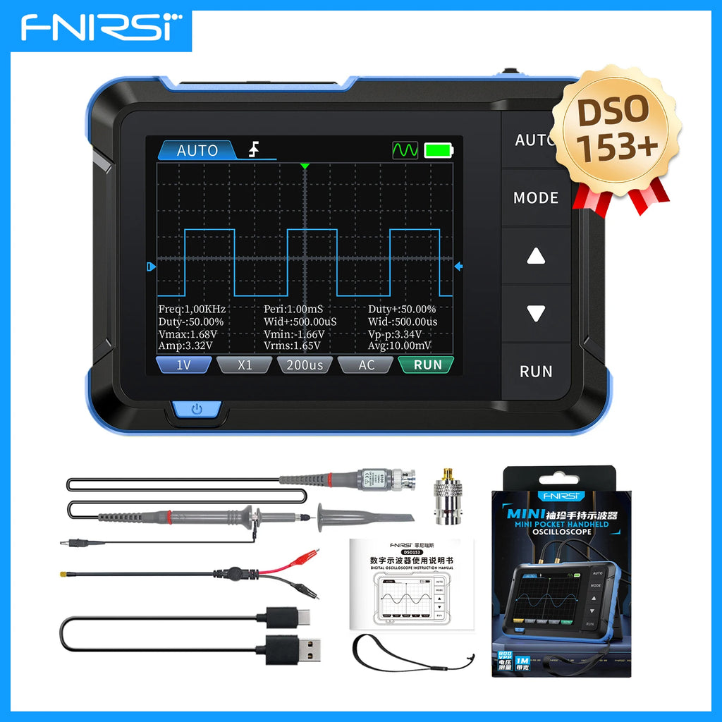 FNIRSI DSO-152 DSO-153 DSO510 Handheld Digital Oscilloscope 200KHz/1MHz/10MHz Bandwidth