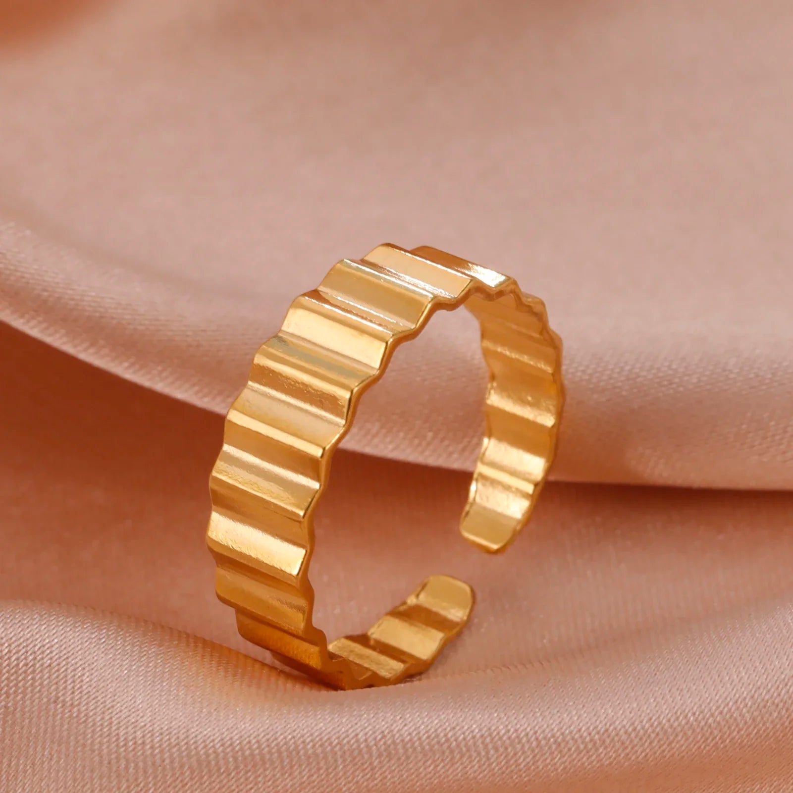 Stainless Steel Open Rings Women Geometric Heart Wheat Ears Adjustable Finger Ring Fashion Jewelry Birthday Gift Wholesale