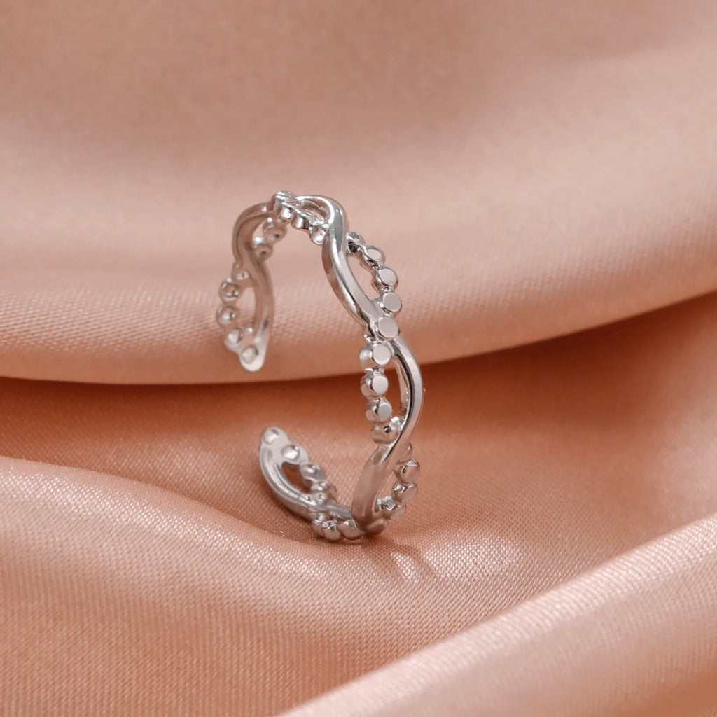 Stainless Steel Open Rings Women Geometric Heart Wheat Ears Adjustable Finger Ring Fashion Jewelry Birthday Gift Wholesale