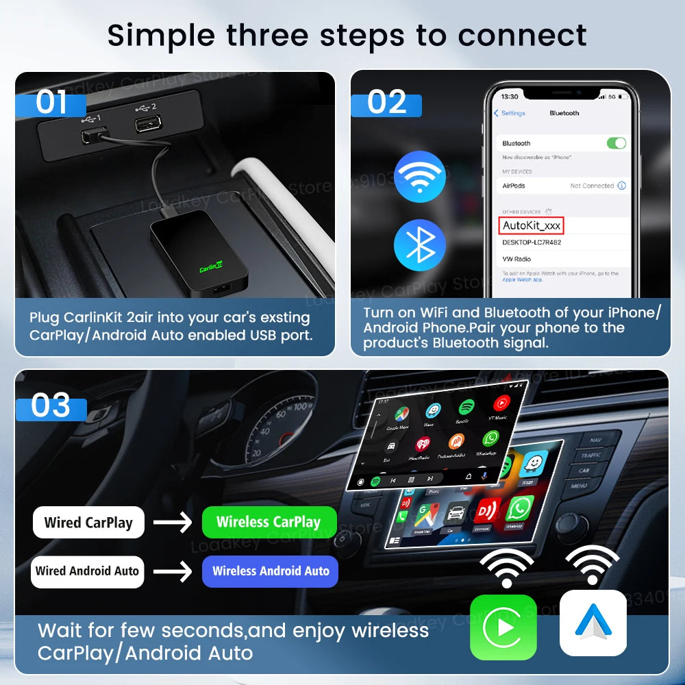 Carlinkit 5.0 Wireless Car Play Dongle Car Radio Draadloze Adapter Android Auto Box For Mazda Cx5 6 Mazda Multi-Device Support