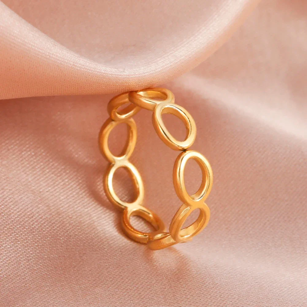 Stainless Steel Open Rings Women Geometric Heart Wheat Ears Adjustable Finger Ring Fashion Jewelry Birthday Gift Wholesale