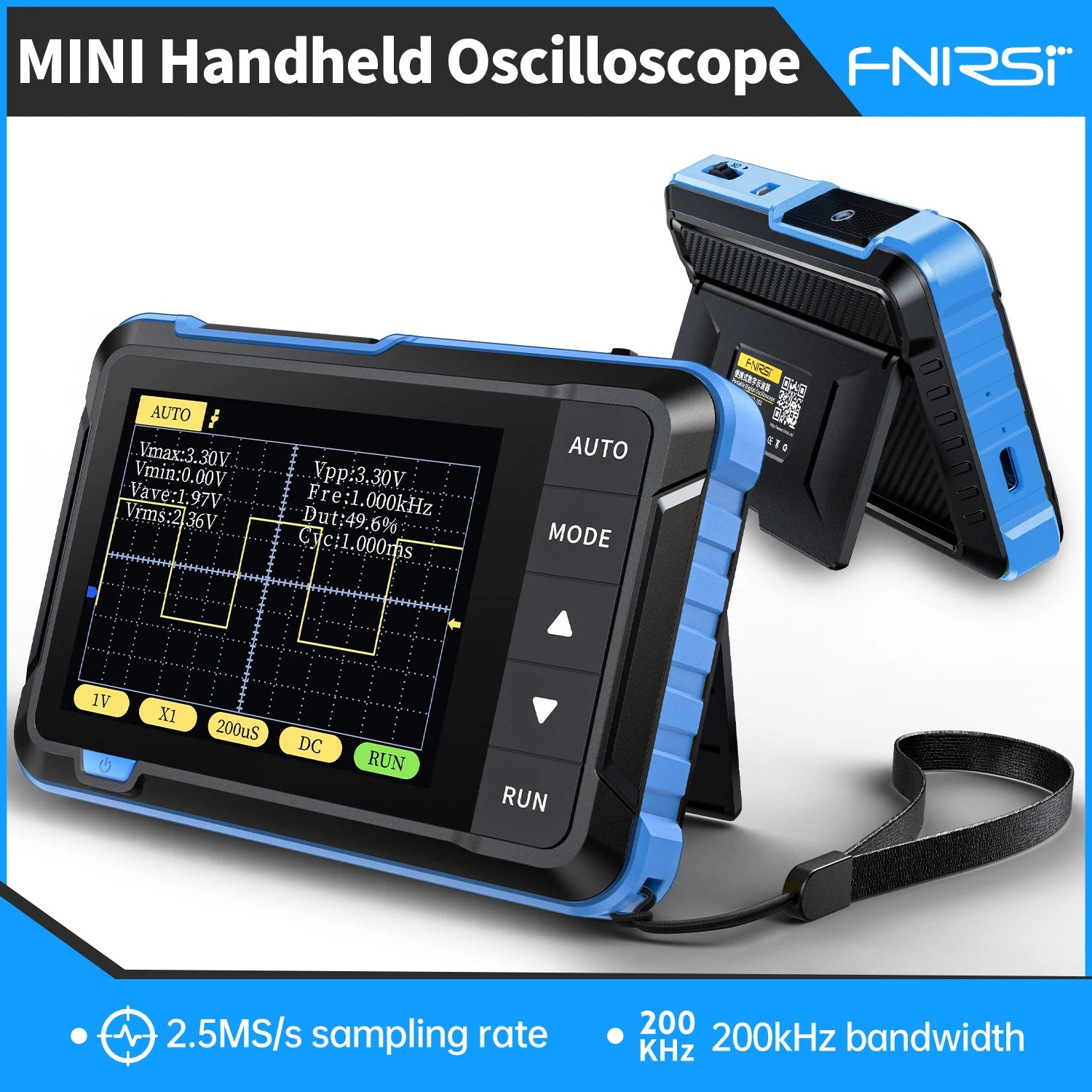 FNIRSI DSO-152 DSO-153 DSO510 Handheld Digital Oscilloscope 200KHz/1MHz/10MHz Bandwidth