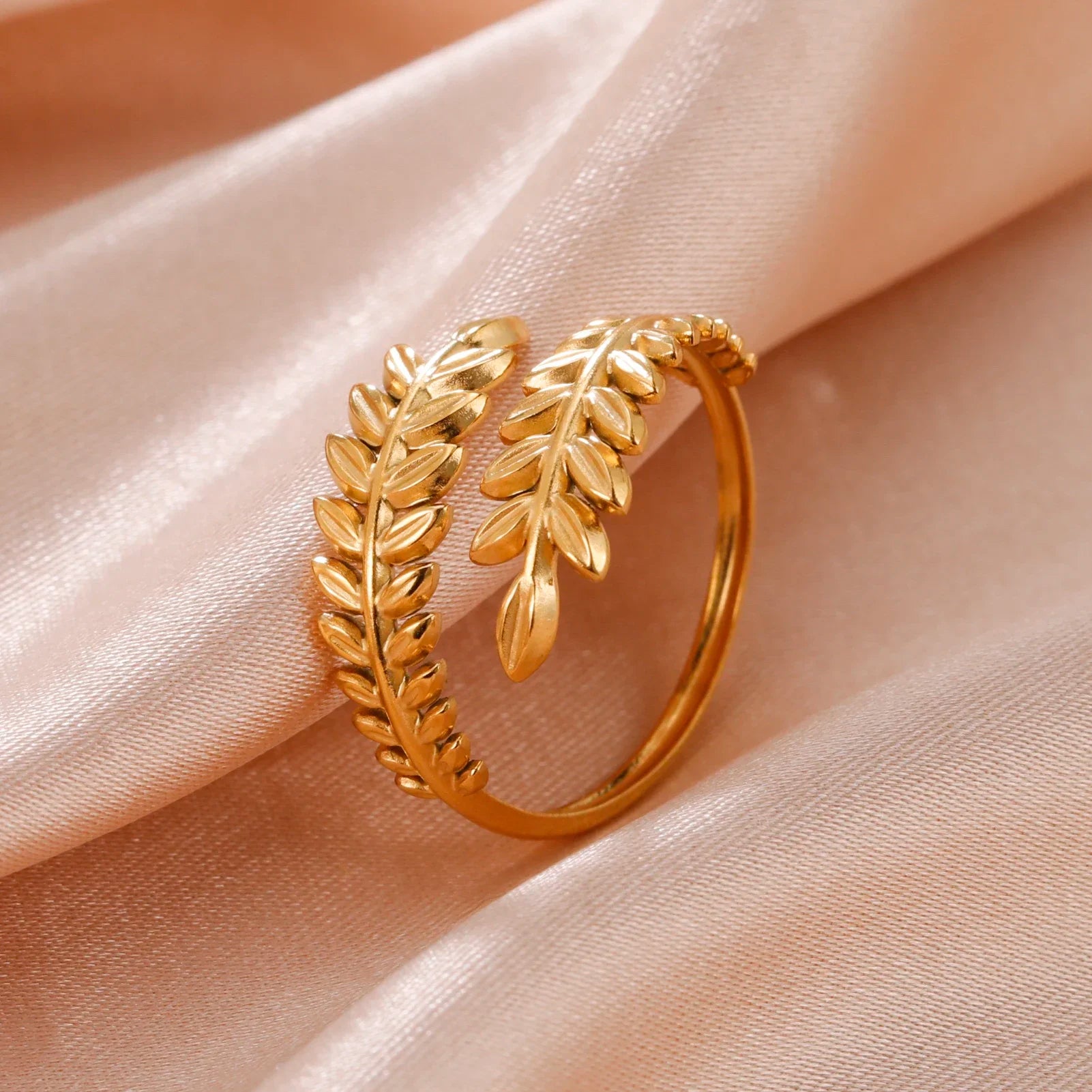 Stainless Steel Open Rings Women Geometric Heart Wheat Ears Adjustable Finger Ring Fashion Jewelry Birthday Gift Wholesale