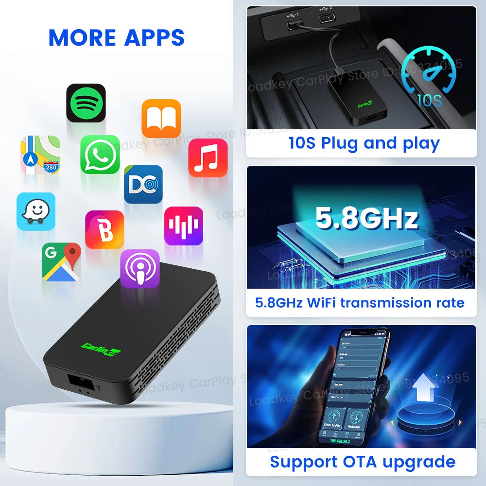Carlinkit 5.0 Wireless Car Play Dongle Car Radio Draadloze Adapter Android Auto Box For Mazda Cx5 6 Mazda Multi-Device Support